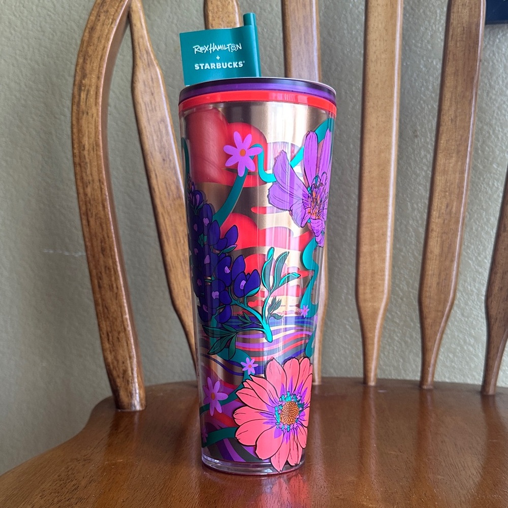 Starbucks Vibrant Floral Tumbler - Red and Purple